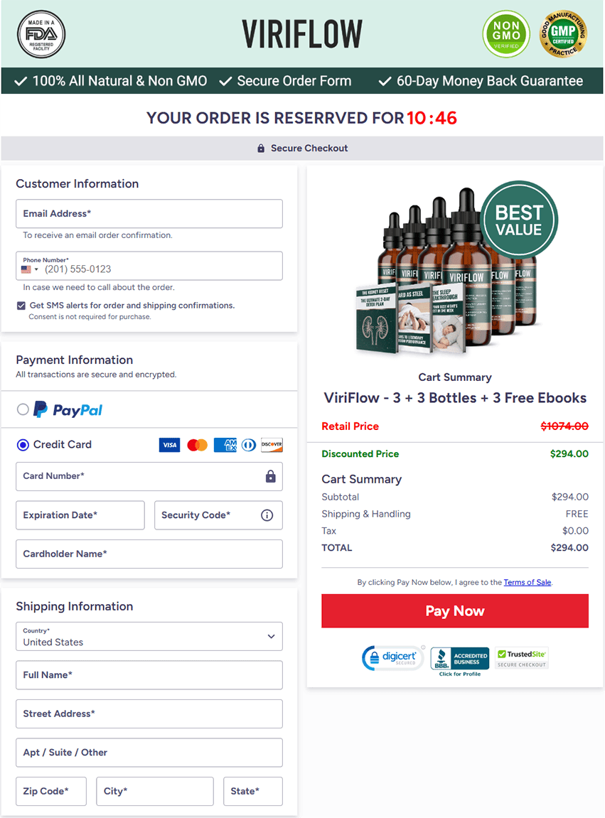 order page Viriflow